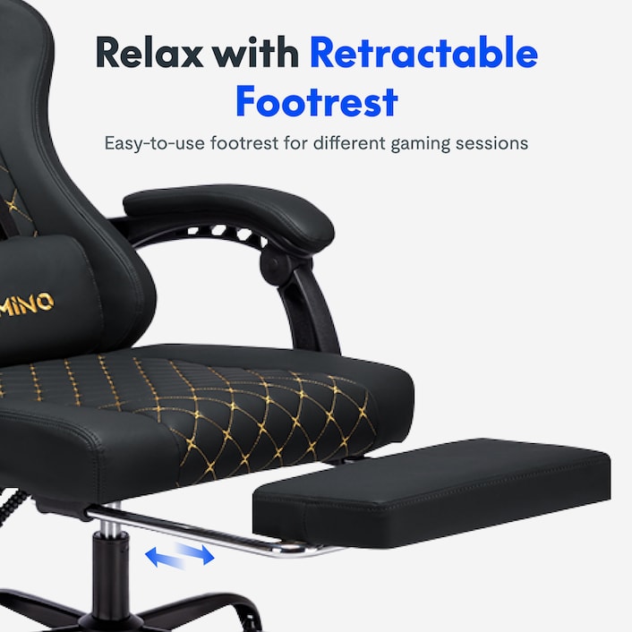 Gaming chair footrest attachment outlet